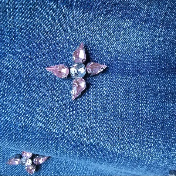 EARL Jeans Skinny Bedazzled Rhinestone Accents Tapered Legs  Whiskers Size 10 - Picture 6 of 10